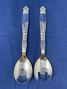 POIGNÉES ACANTHUS GEORG JENSEN STERLING SERVEURS DE SALADE PAS DE MONO - Photo 1 sur 5