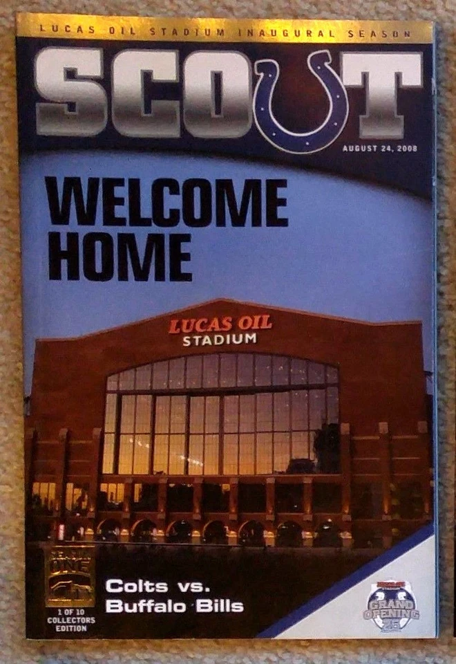 INDIANAPOLIS COLTS -BUFFALO BILLS 2008 GAME PROGRAM - LUCAS OIL STAD INAUG GAME! - Image 1 of 1