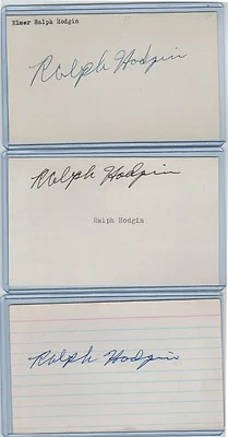 (3) RALPH HODGIN INDEX CARD SIGNED 1939 BOSTON BEES PSA/DNA CERTIFIED 1915-2011 - Image 1 of 2