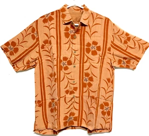 Tommy Bahama Hawaiihemd Herren 100 % Tencel Terrakota Farbe Blumenmuster Größe Large - Bild 1 von 5