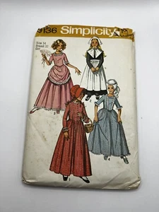 Vintage 1970s Sewing Pattern Girls Dress Costume Pilgrim Simplicity 9136 - Picture 1 of 3