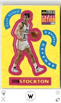 1996-97 Collector's Choice #S27 John Stockton Super Action Stick 'Ums - Image 1 of 2