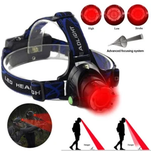Zoomable Red Light LED Headlamp Hunting Headlight Night Vision Lamp Coyotes USA - Picture 1 of 12