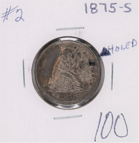 1875-S Seated Liberty Silver Quarter HOLED #2 Cover