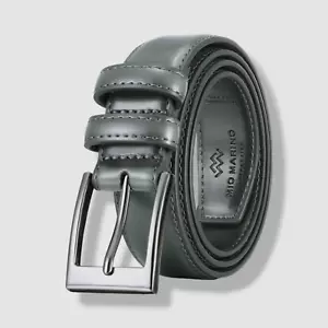 Mio Marino Men's Gray Iron Dual Loop Classic Prong Leather Belt - Size 32 - Picture 1 of 5