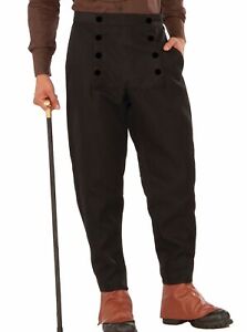 Men's Black Steampunk Pants Medieval Button Design Costume Accessory Std