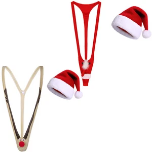 Conjunto de Disfraz para Hombre Sin Mangas Club de Navidad Lencería Bikini Body Bolsa Abultada - Imagen 1 de 36
