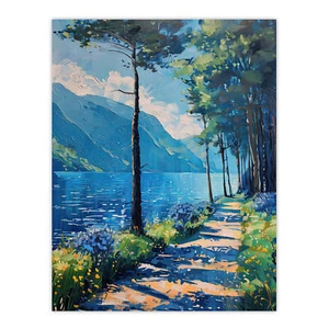 Lake District Acrylic Landscape Summer England Wall Art Poster Print - Picture 1 of 26