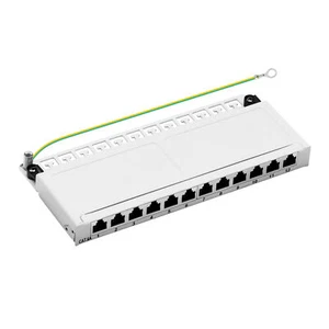 Patchpanel Cat.6A 12-Port 0,5HE RJ45 geschirmt Desktop Aufputz grau ProfiPatch - Photo 1/12