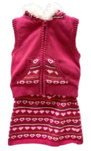 Gymboree Gingerbread Girl fairisle sweater vest skirt fur hood Christmas 3-4 - Picture 1 of 5