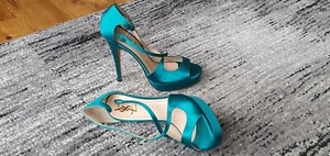 Yves Saint Laurent satin turquoise heels size EU 39, UK 6.5 - Picture 1 of 14