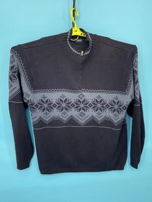 Izod Sweater Mens 2XLT Blue 1/4 Zip Knit Snowflakes Ski  Made in Australia Tall - Image 1 of 4