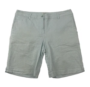 IZOD XFG Extreme Blue White Seersucker Striped Performance Bermuda Shorts Sz 10 - Picture 1 of 7