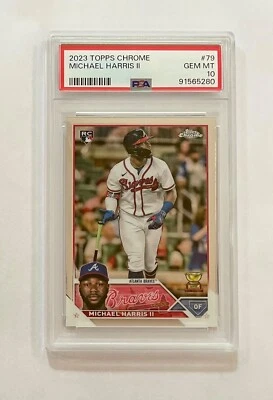 2023 Topps Chrome Michael Harris II PSA 10 Rookie RC #79 - Image 1 of 2