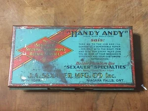 Vintage Handy Andy Tin Container W/ Contents # 6 Ballcock 1930’s - Picture 1 of 12