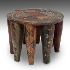 AFRICAN STOOL EIGHT-LEGGED CARVED PAINTED WOOD NUPE NIGERIA WEST AFRICA 20TH C.