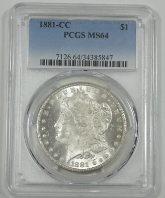 1881-CC Morgan Dollar CERTIFIED PCGS MS 64  Carson City Silver Dollar - Image 1 of 4