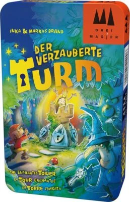  Der verzauberte Turm, DREI Magier Reisespiel in der Metalldose, bunt Neu - Bild 1 von 2