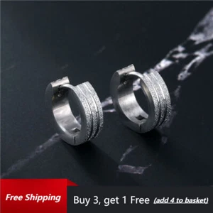 PAIR Men Women Huggie Hoop Earrings Stainless Steel Ear Piercing Punk Jewellery - Picture 1 of 8