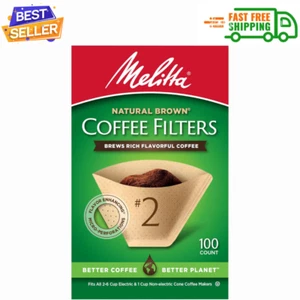 #2 Cone Coffee Filters, Unbleached Natural Brown,100 Total Filters | USA - Picture 1 of 5