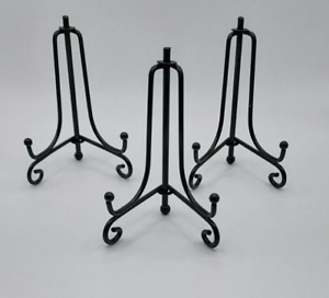 3 - Mini Metal Easel Display Stand Holders plates pictures 3.75" tall folding
