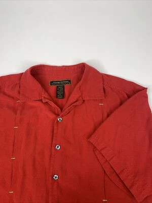 Camisa Manga Corta George Forman Signature Collection Talla 1XB XL Mezcla Seda Roja Foto 1 de 4