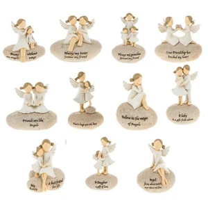 Angel Stones Sentimental Pebble Ornament Figurine Friend Family Mum Baby Gift - Picture 1 of 1