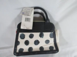 BETSEY JOHNSON Handbag Tote Black White & Red -Polka Dots Extra Strap - Picture 1 of 5