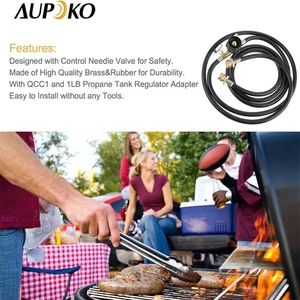 1Pcs Stainless Steel Propane Splitter Hose with QCC1 Adapter for Camping Grill - Picture 1 of 10