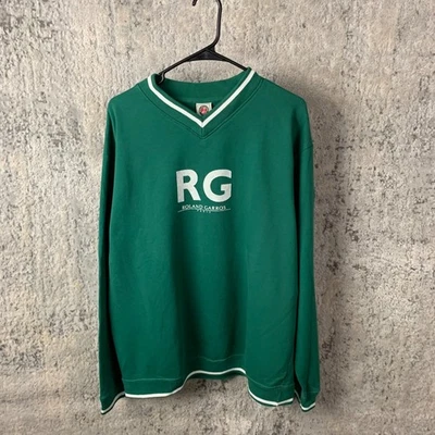 Мужская теннисная толстовка Roland Garros Paris XL зеленый пуловер с V-образным вырезом - Изображение 1 из 4