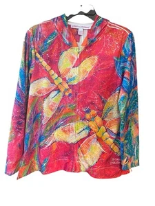 Leoma Lovegrove Sz M Vivid Pink Firefly Design Long Sleeve Cotton Hoodie Jacket - Picture 1 of 7