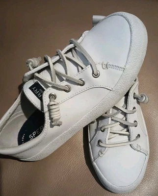 Sperry Crest Vibe White Leather Casual Sneakers Top-Siders Women's 6M STS82371 - Image 1 of 4