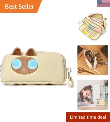 Estuche para lápices tostado de gran capacidad con diseño de gato 3D - Perfecto para escuela y oficina Foto 1 de 4