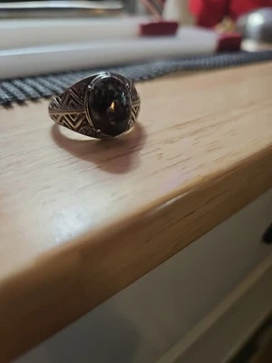 Anel masculino de granada preta de aço inoxidável - Imagem 1 de 4