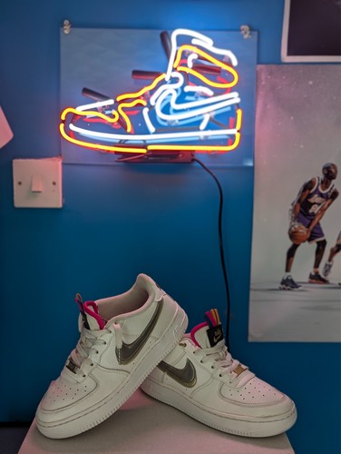 Nike Air Force 1 Double Swoosh. Bianco. Bambini taglia UK 4 5