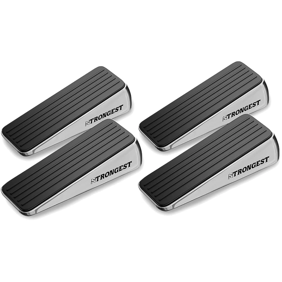 4-Pack Extra Strong Door Stop Wedges with Wall Protectors - Heavy Doors Fit