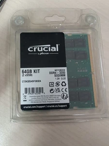 CT2K32G4SFD832A CRUCIAL 64GB KIT DDR4 3200 SODIMM 2Rx8 CL22 PC4-25600 (2 x 32GB) - Picture 1 of 2