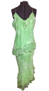 Vintage I.C.E. Silk Fairy Dress Y2K Size 10 Prom Mermaid Asymmetric Ruffle Tiers - Picture 1 of 21