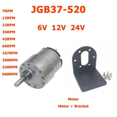 JGB37-520 37mm Getriebemotor 6V/12V/24V High Torque Getriebe Motoren 7-960U/min - Bild 1 von 2