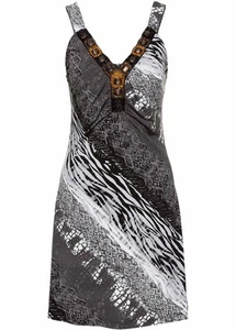 Jerseykleid in A-Linie Gr. 32/34 Schwarz Weiss Bedruckt Damen Mini-Kleid Neu* - Bild 1 von 1