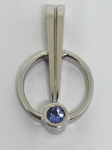 14K White Gold 0.18 Carat Natural Tanzanite Round Shape Pendent 1" MSRP $1,900 - Picture 1 of 11
