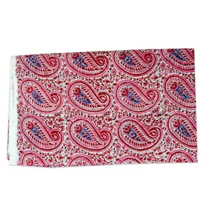 Indian Hand Block Paisley Print Cotton Fabric Sanganeri Handmade Printed 5 Yard - Picture 1 of 5