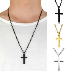 Men Cross Chain Necklace Jewelry Stainless Steel Gold Gift Children Child Women