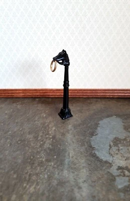 ISLAND CRAFTS Dollhouse Miniature Horse Hitching Post 1:12 Scale Painted Black Metal