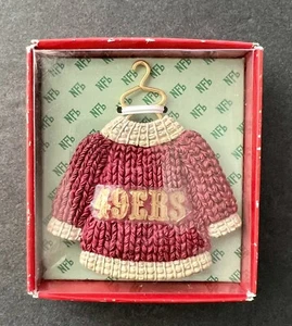 San Francisco 49ers Vintage Sweater Christmas Ornament 1996 Russ In Original Box - Picture 1 of 6