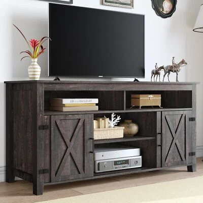 Rustic TV Stand with Sliding Door & Cabinets Media Console for TVs up to 65" Foto 1 de 4