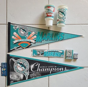MLB Florida Marlins LOT: Deck of 1993 Cards + Micro Deck + Banners + Stadium Cup - Picture 1 of 7