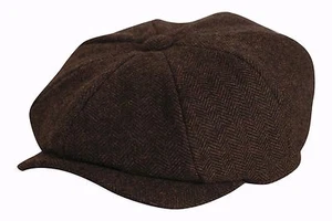 Shelby Brown Mezcla de Lana Espina de Arenque Newsboy Botón Gorra Superior - Apuesta y Pistola - Imagen 1 de 1