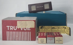 Vintage Tru-Vue Brown White Bakelite Film Slide Viewer in Box w/(3) Films - Picture 1 of 13