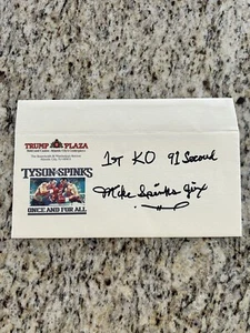 Mike Tyson Michael Spinks 1st ever KO 91 seconds signed ticket envelope - Picture 1 of 3